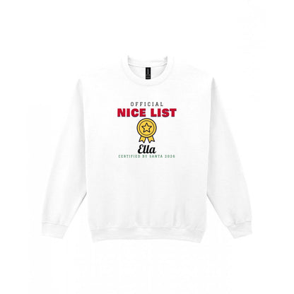 Kids Personalised Nice List Christmas Jumper & T-Shirt Nice Sweatshirt in White