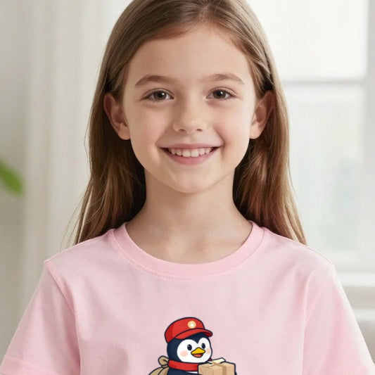 Kids Personalised North Pole Delivery Christmas T-Shirt & Sweatshirt print close-up, our photo