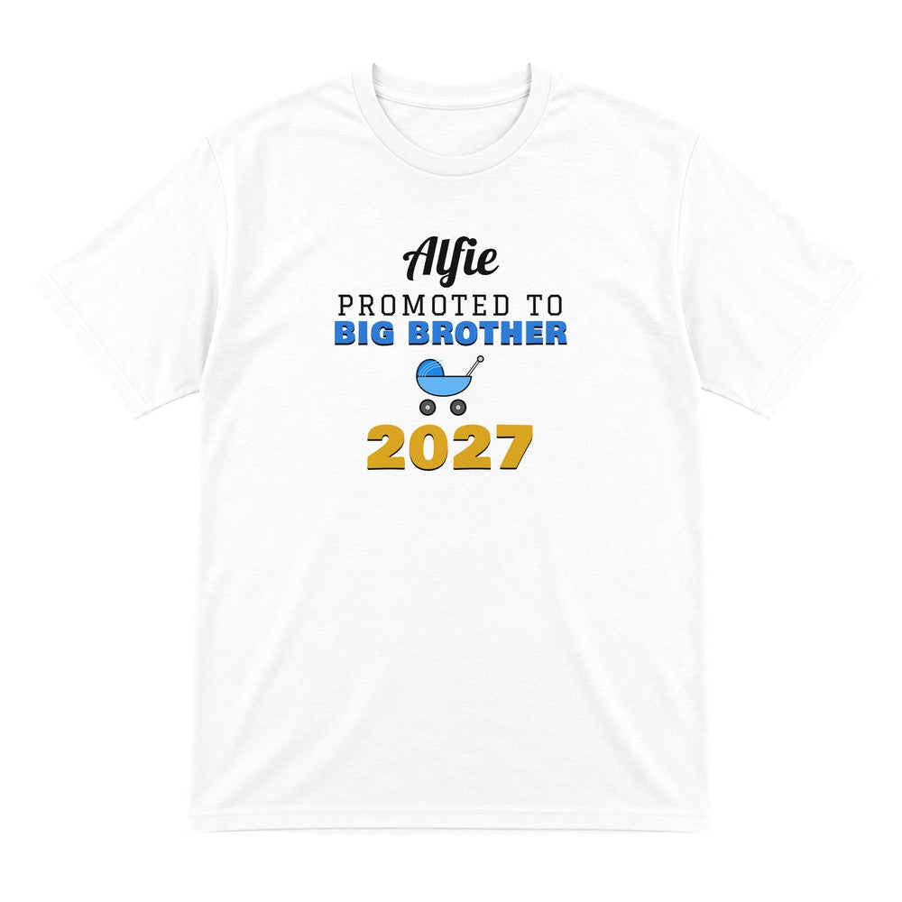 Kids Personalised Promoted To Big Brother T-Shirt laid flat
