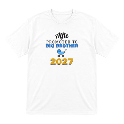 Kids Personalised Promoted To Big Brother T-Shirt laid flat