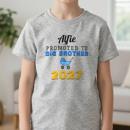 Kids Personalised Promoted To Big Brother T-Shirt T-Shirt in Sport Grey, worn, our photo