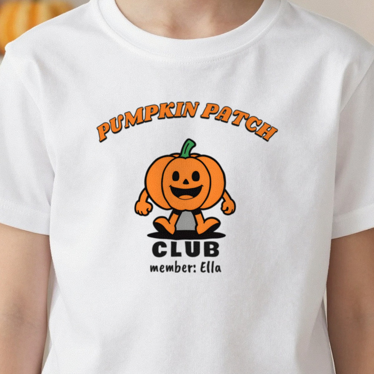 Personalised Pumpkin Patch Club Kids T-Shirt & Sweatshirt close-up