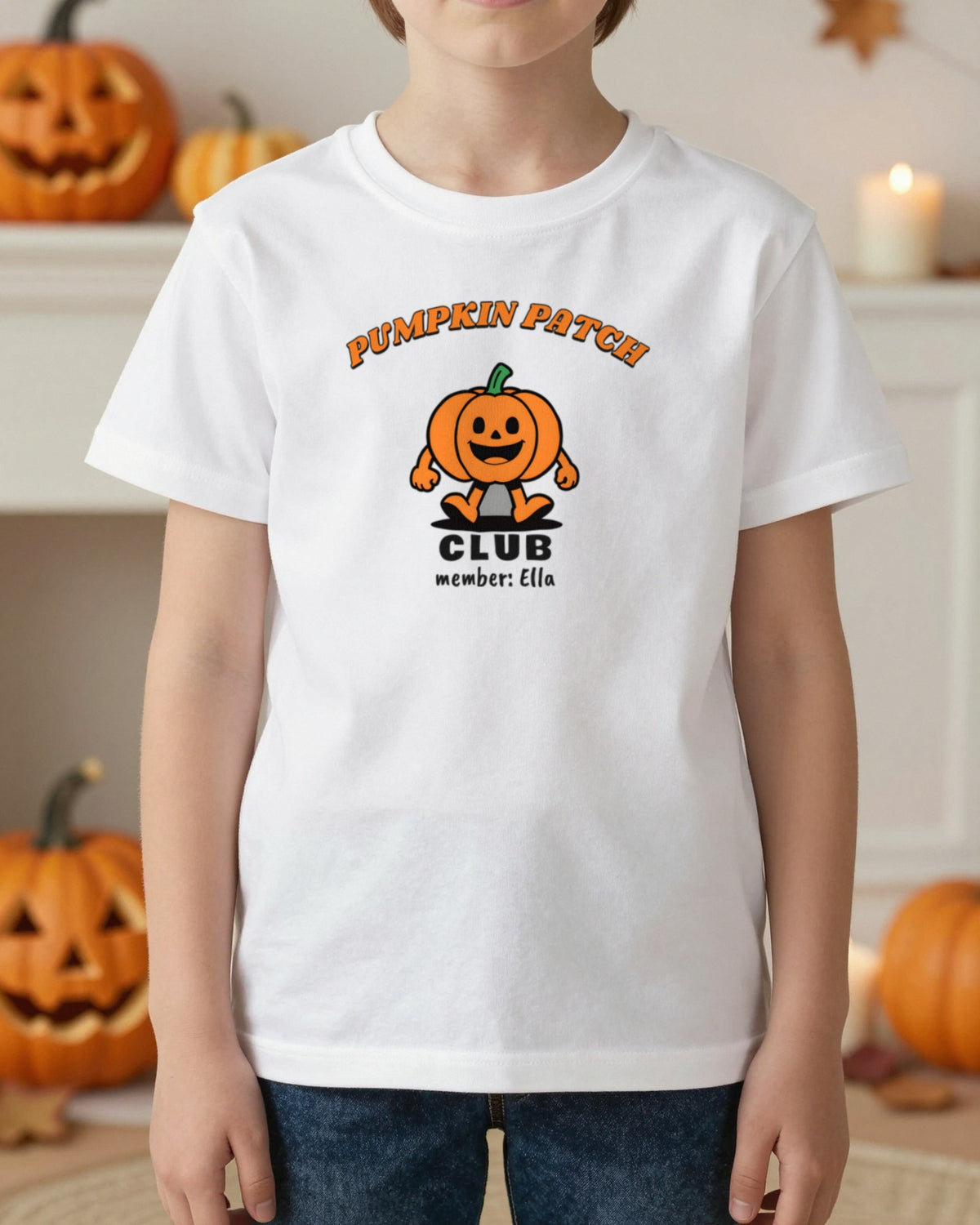 Personalised Pumpkin Patch Club Kids T-Shirt & Sweatshirt worn