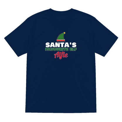 Kids Personalised Santa's Favourite Elf T-Shirt & Jumper laid flat
