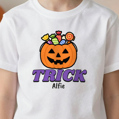 Personalised Trick or Treat Kids T-Shirt & Sweatshirt in another colour