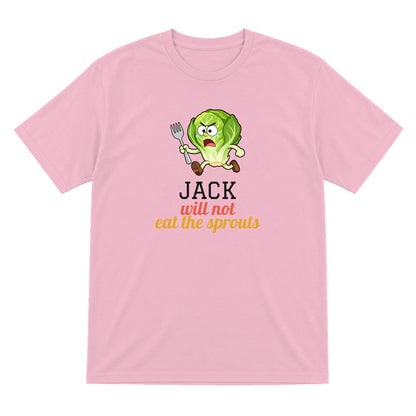Kids Personalised Will Not Eat The Sprouts Christmas T-Shirt & Sweatshirt laid flat