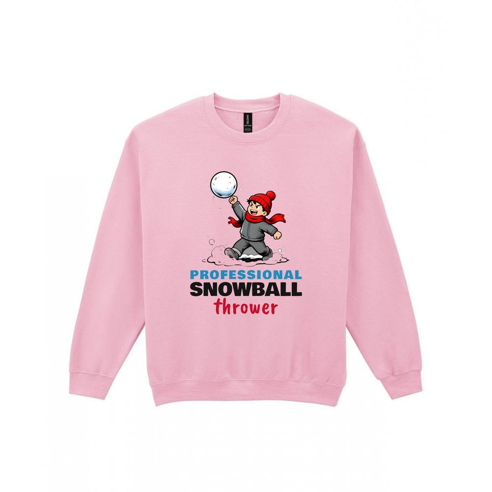 Kids Professional Snowball Thrower Christmas T-Shirt & Jumper Sweatshirt in Light Pink
