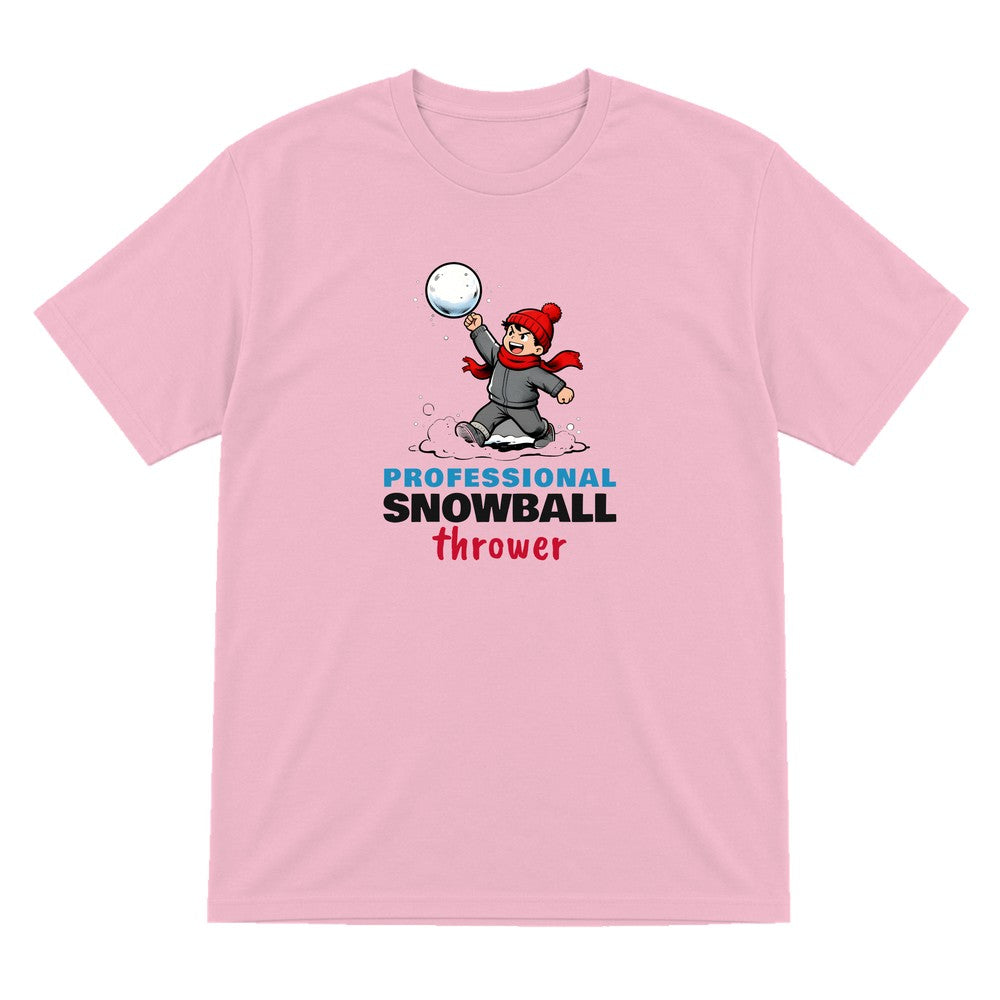 Kids Professional Snowball Thrower Christmas T-Shirt & Jumper T-Shirt in Light Pink