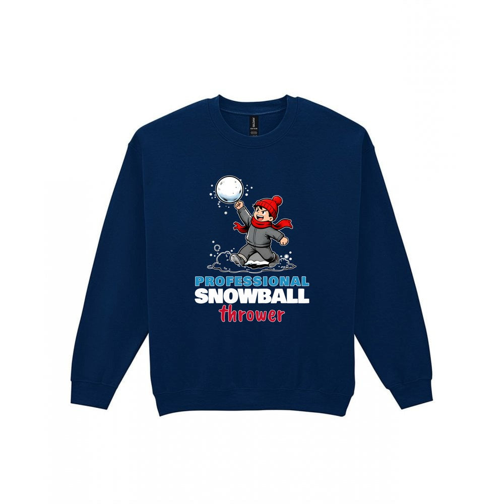 Kids Professional Snowball Thrower Christmas T-Shirt & Jumper Sweatshirt in Navy