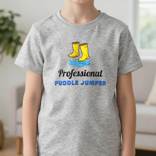 Kids Professional Puddle Jumper T-Shirt & Sweatshirt in Sport Grey (T-Shirt), worn, our photo