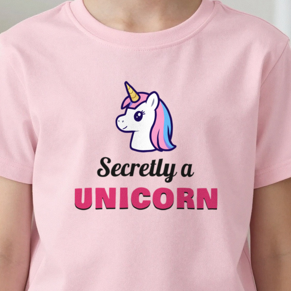 Kids Secretly A Unicorn T-Shirt & Sweatshirt close-up
