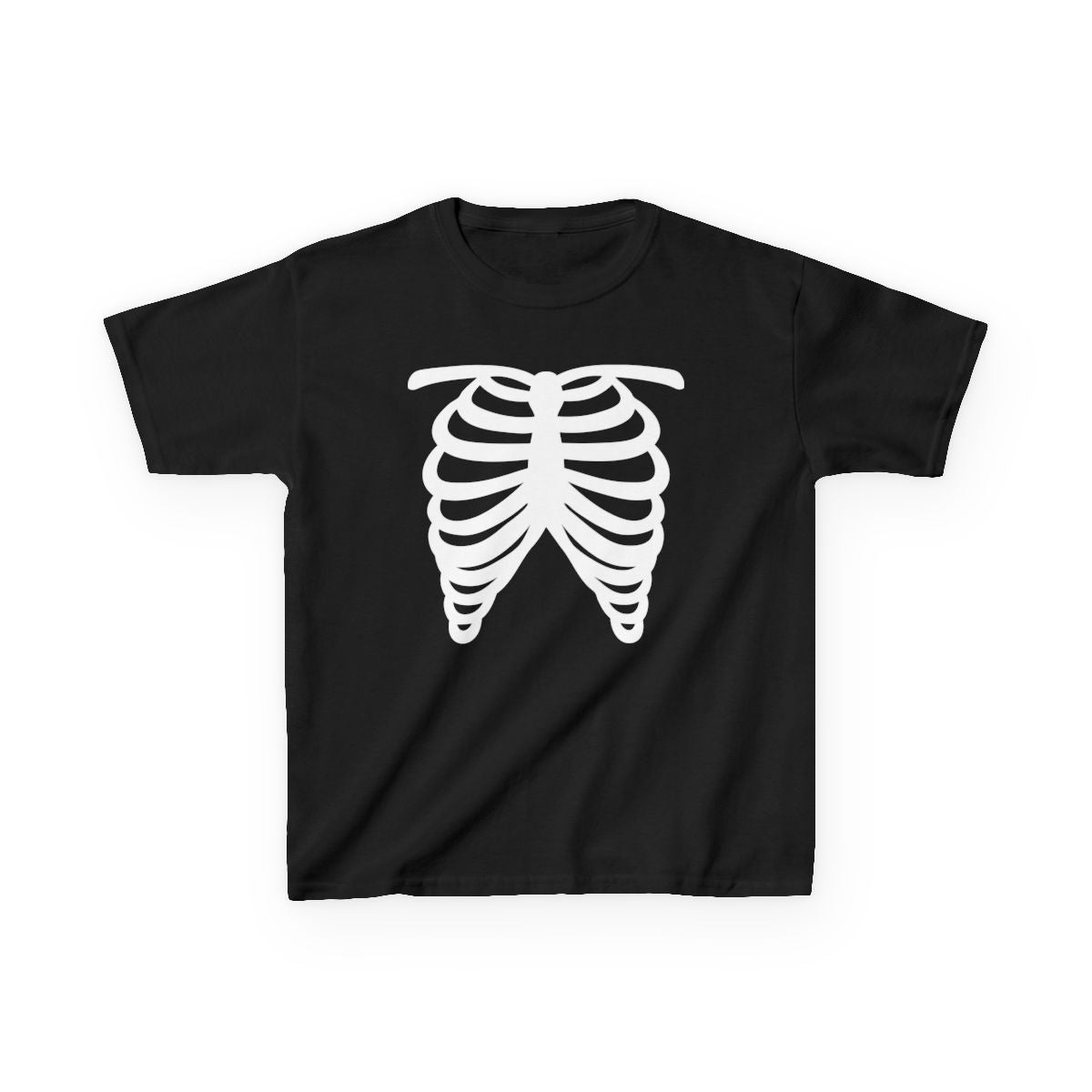 navy kids t-shirt with skeleton rib cage design for halloween