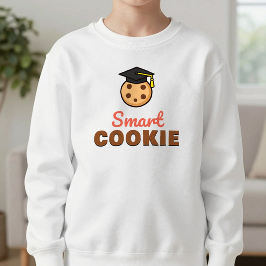 Kids Smart Cookie T-Shirt & Sweatshirt in White (Sweatshirt), worn, our photo