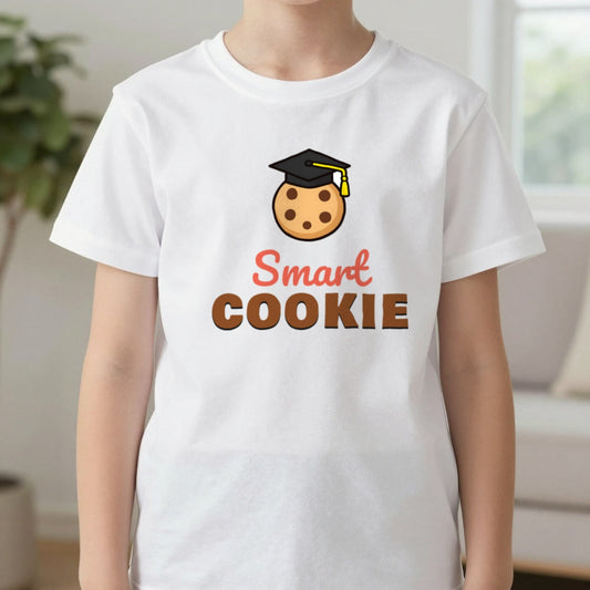 Kids Smart Cookie T-Shirt & Sweatshirt in White (T-Shirt), worn, our photo