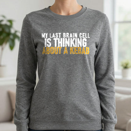 My Last Brain Cell Is Thinking About A Kebab Funny Food T-Shirt & Sweatshirt in Charcoal, worn, our photo