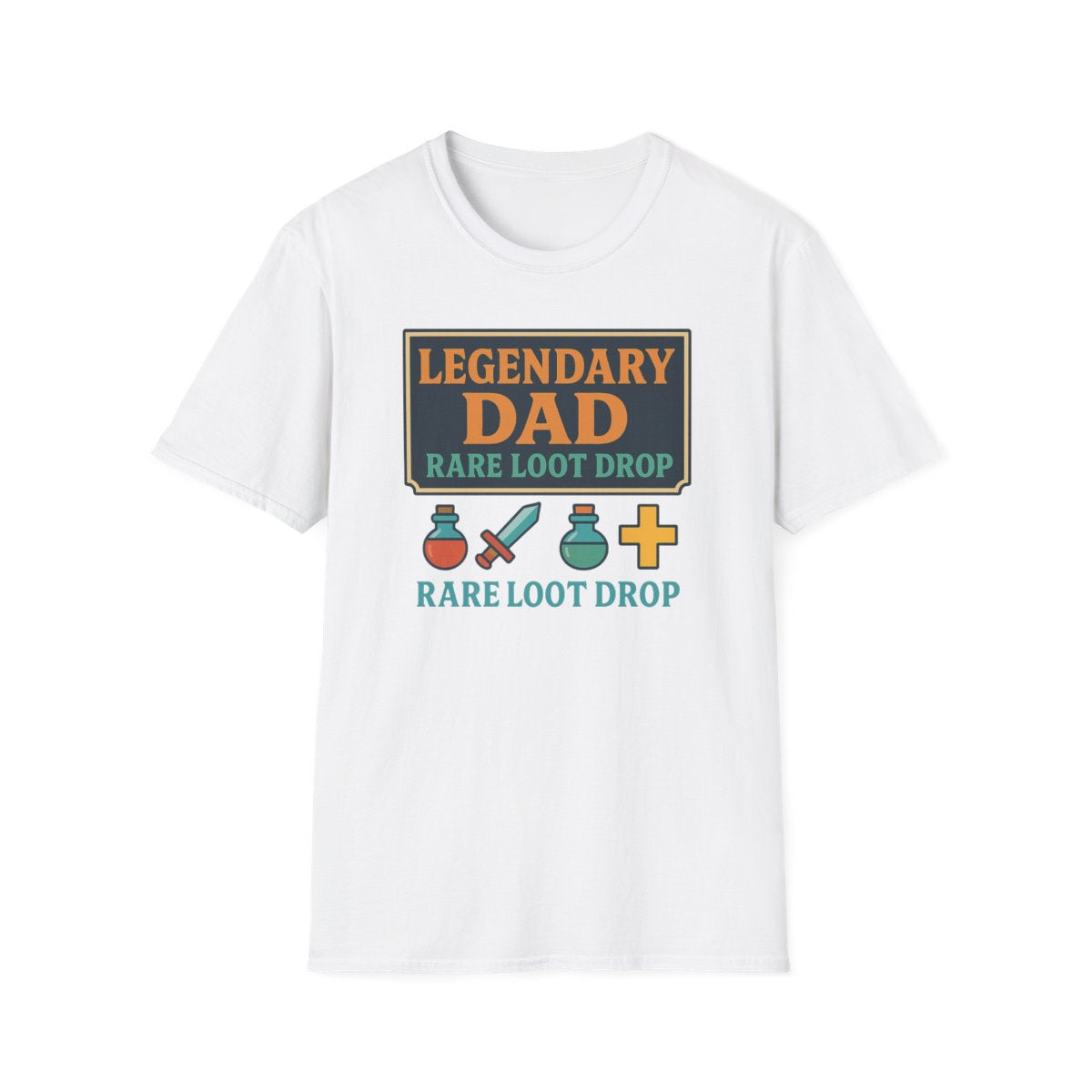 dark heather t-shirt with legendary dad gaming design