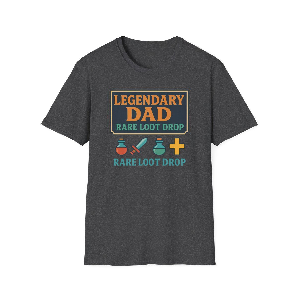 military green t-shirt with gamer dad loot drop graphic