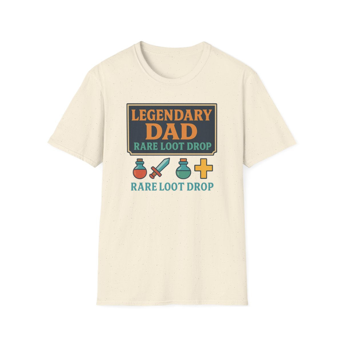 light blue t-shirt showing loot drop dad design detail