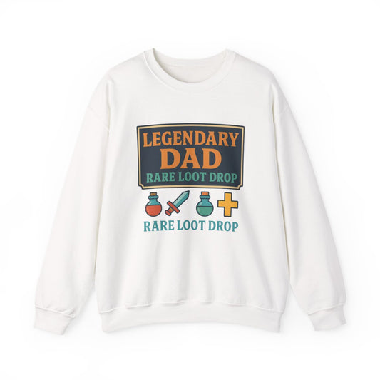 dark heather sweatshirt with legendary dad rare loot drop gaming design