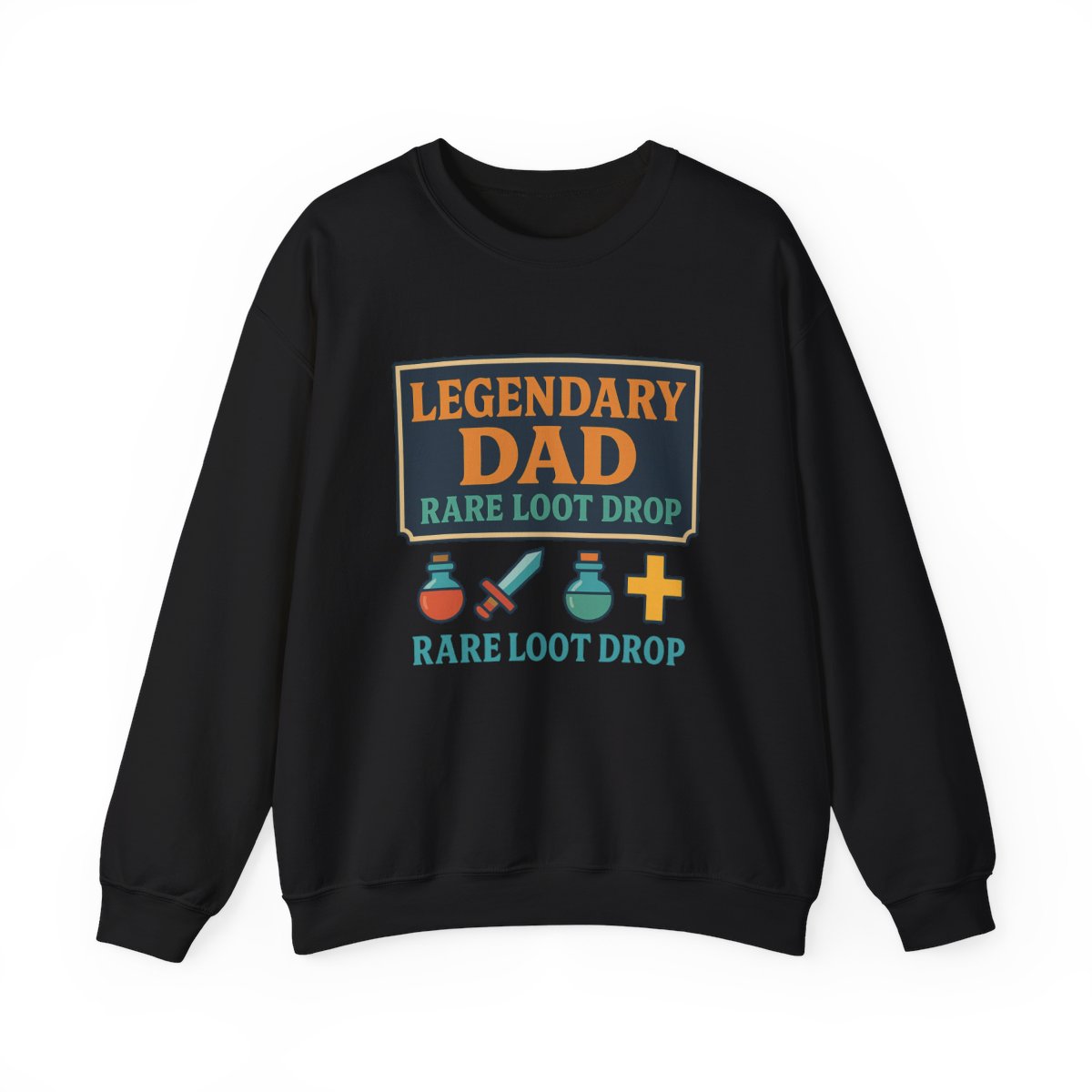 navy sweatshirt with legendary dad gaming-inspired print
