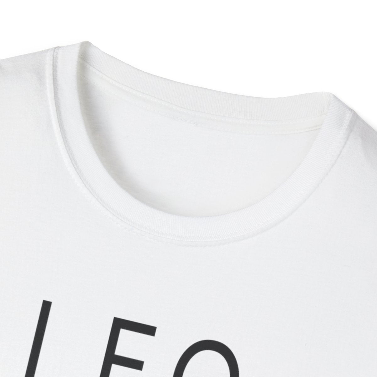 white leo zodiac t-shirt with bold retro astrology-inspired print