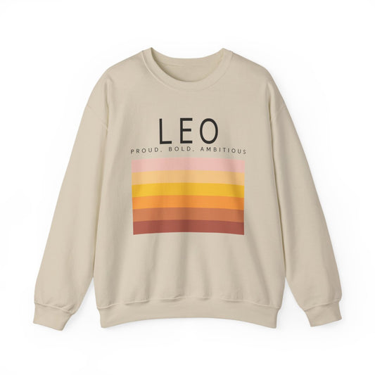 sport grey sweatshirt featuring leo astrology graphic in warm tones