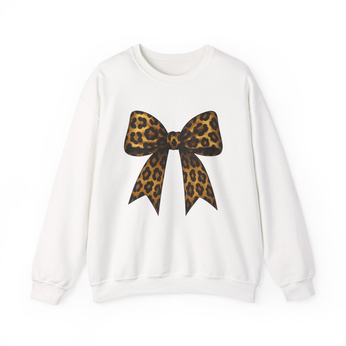 sand sweatshirt with leopard bow coquette design