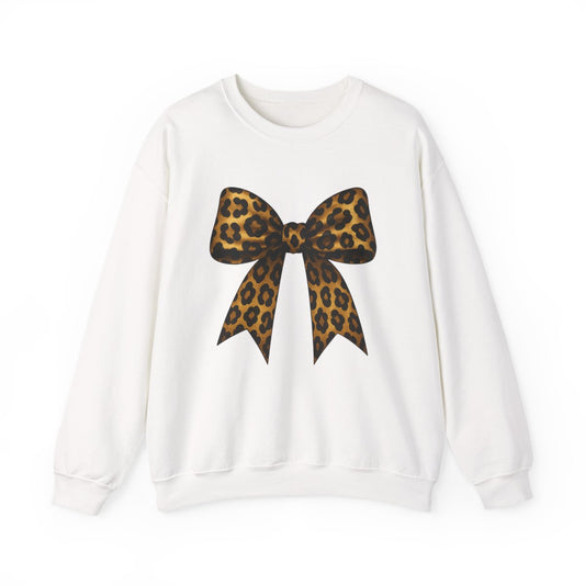 sand sweatshirt with leopard bow coquette design