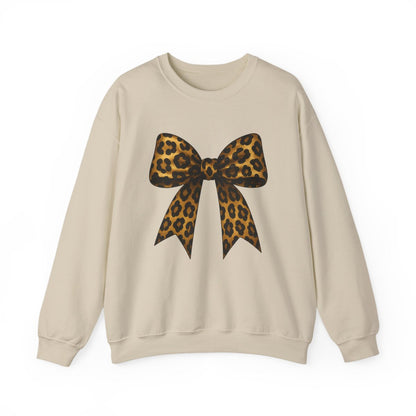 sport grey sweatshirt with bold leopard bow print
