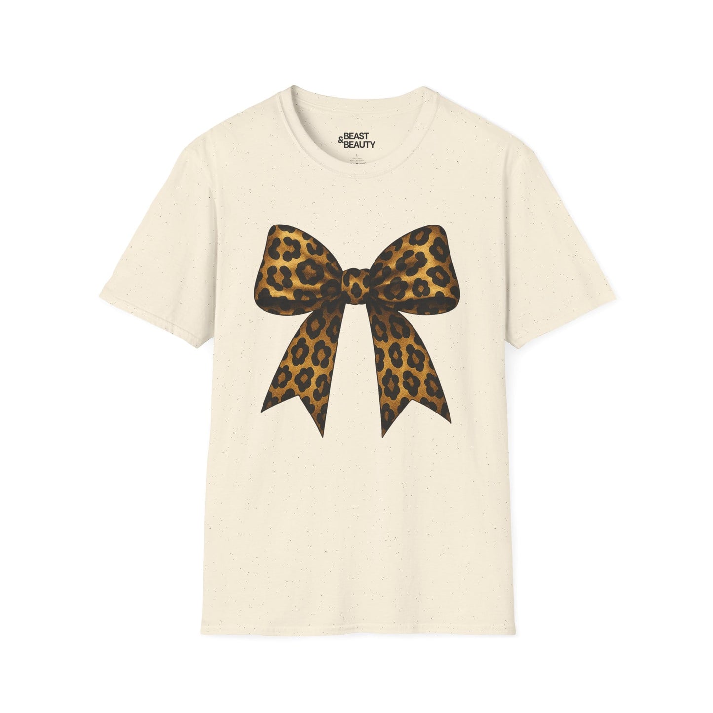leopard bow t-shirt natural t-shirt coquette gift idea