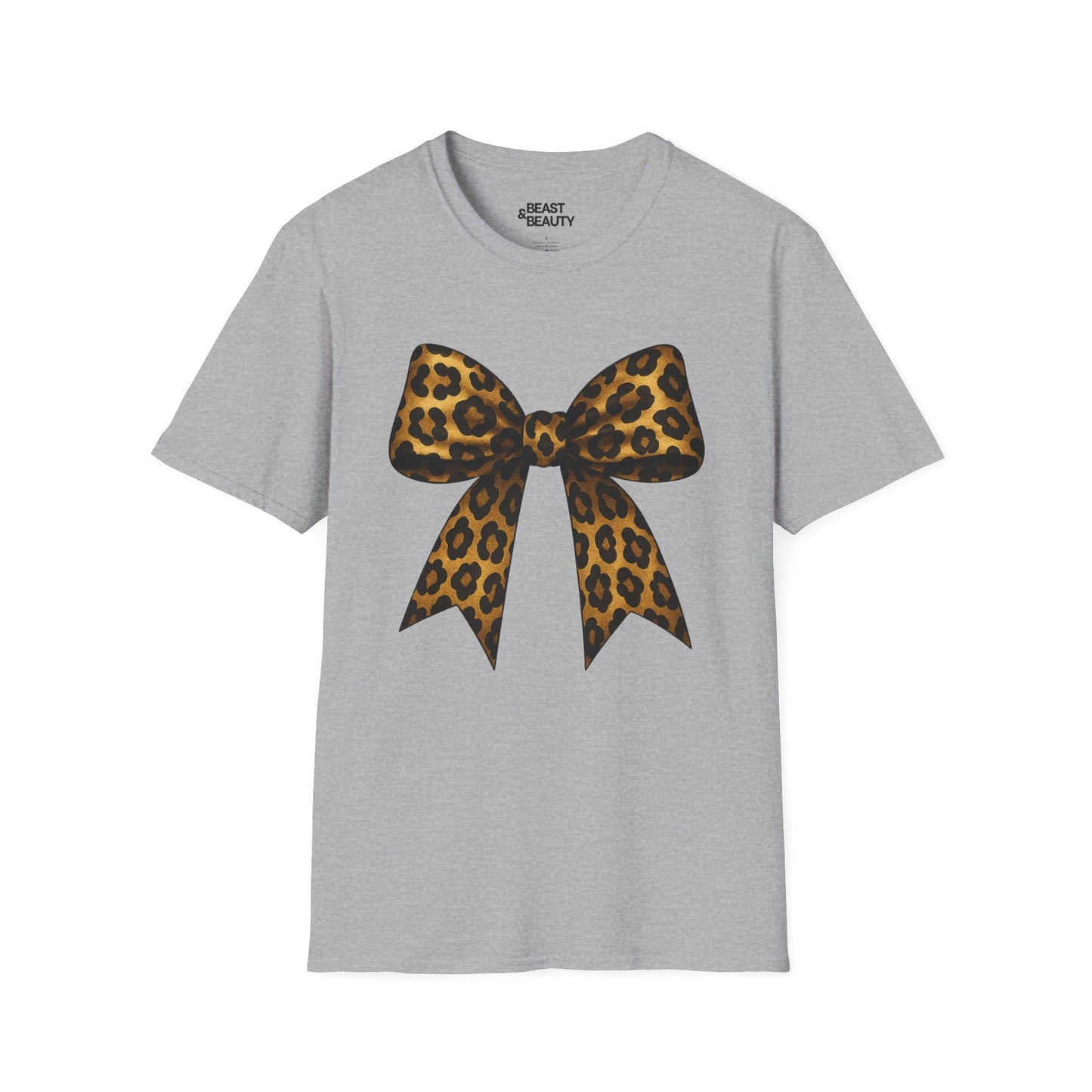 leopard bow t-shirt sport grey t-shirt coquette gift idea