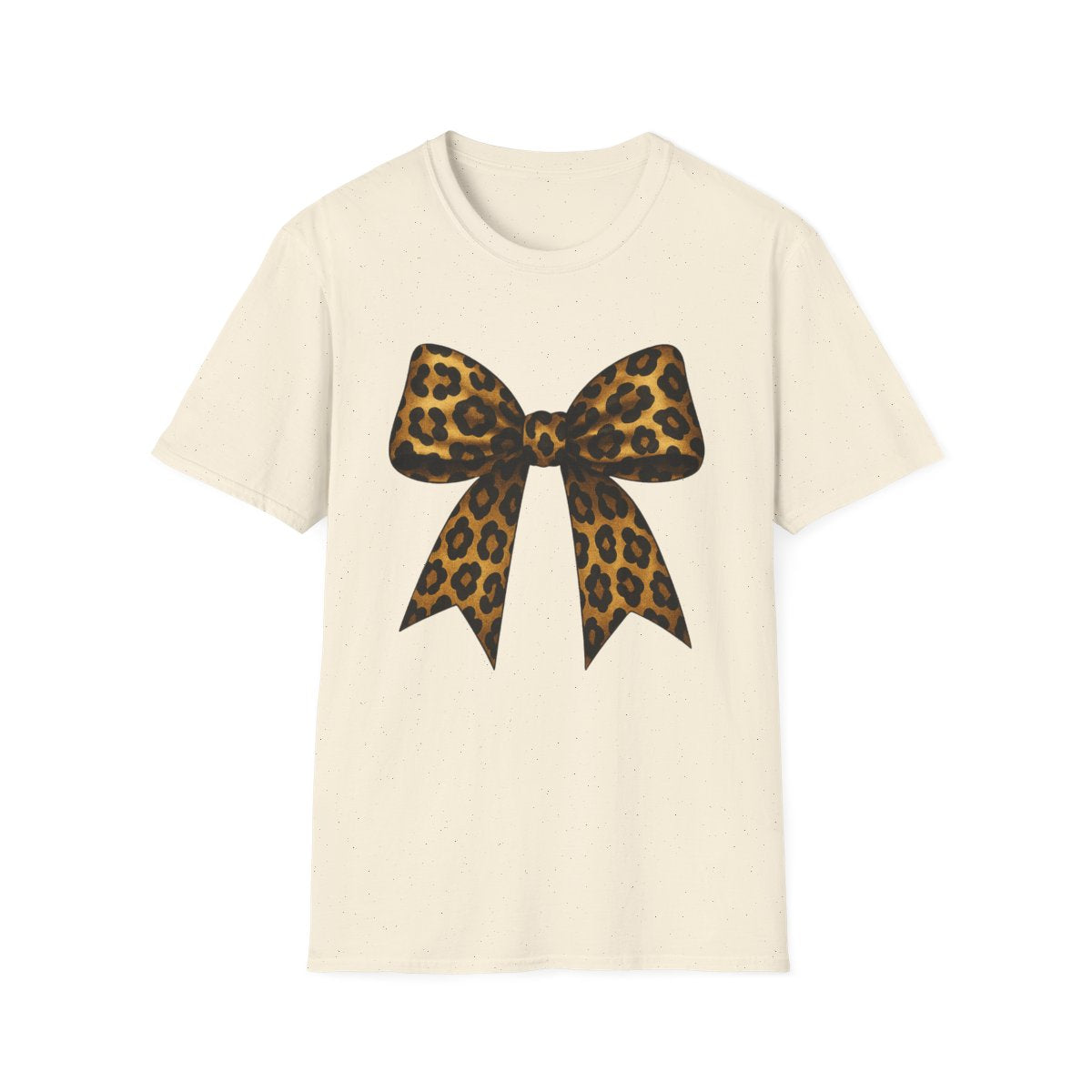 sport grey t-shirt featuring coquette leopard bow graphic