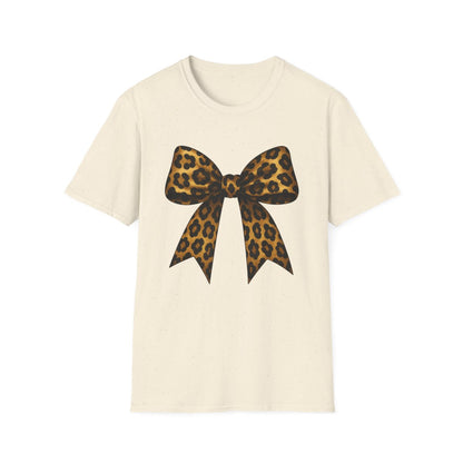 sport grey t-shirt featuring coquette leopard bow graphic