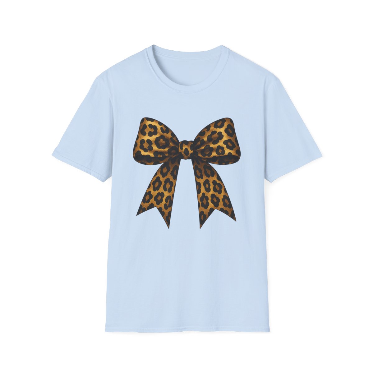 natural cream t-shirt with leopard bow statement design