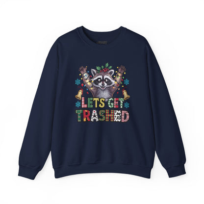 let s get trashed raccoon christmas sweatshirt navy sweatshirt Christmas gift idea