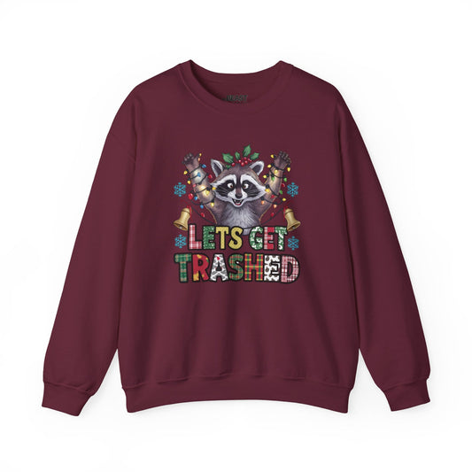 let s get trashed raccoon christmas sweatshirt maroon sweatshirt Christmas gift idea