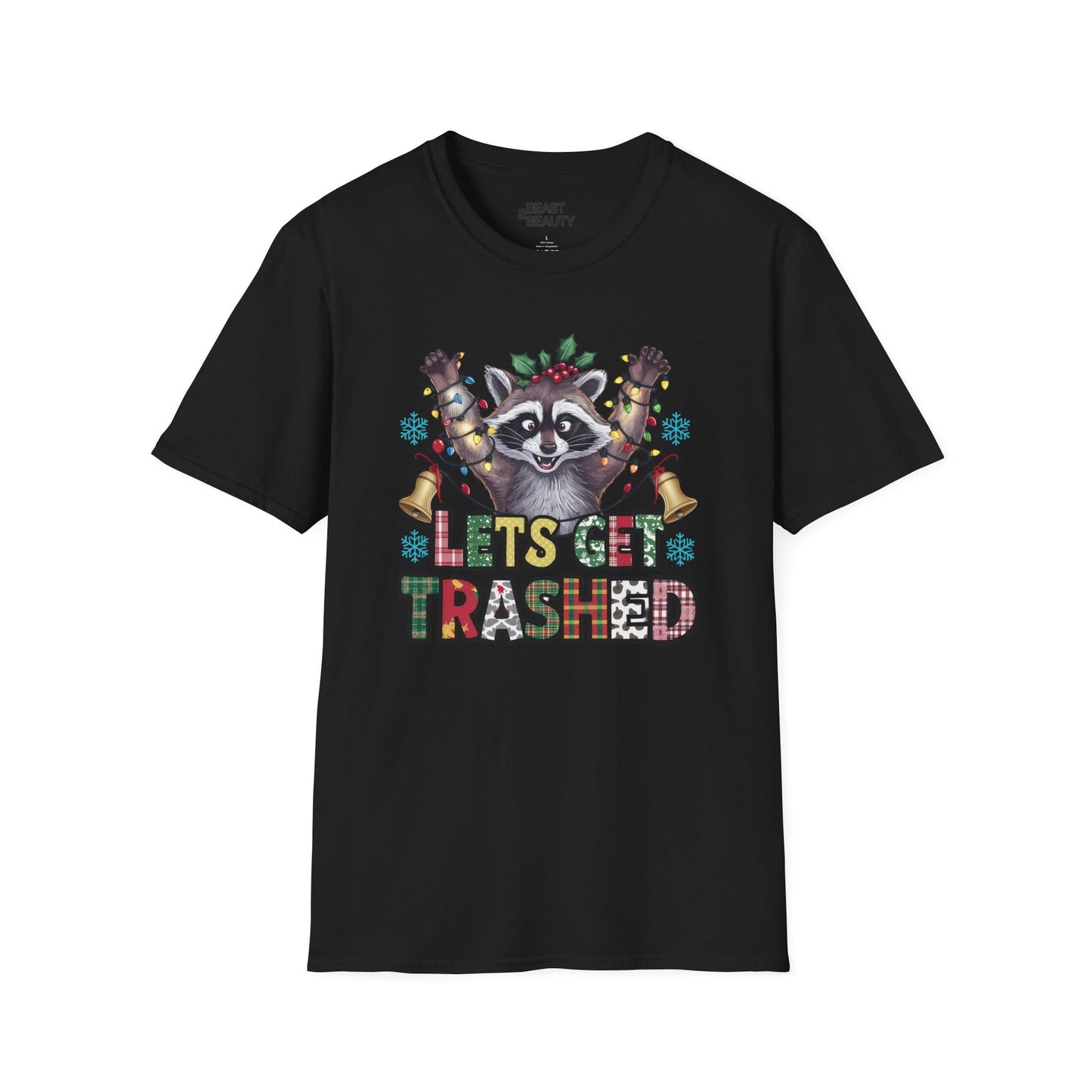 Let's Get Trashed Raccoon Christmas T-Shirt t-shirt product image 3 from Beast and Beauty