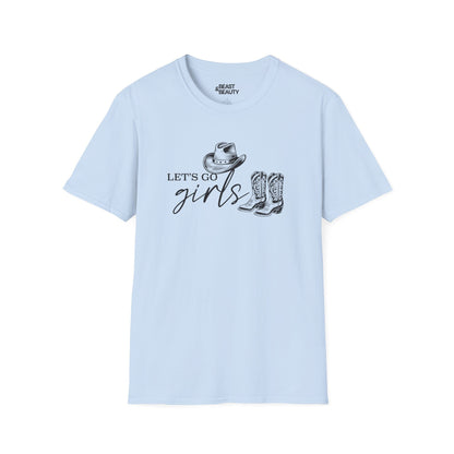 let s go girls cowgirl t-shirt light blue t-shirt cowgirl gift idea