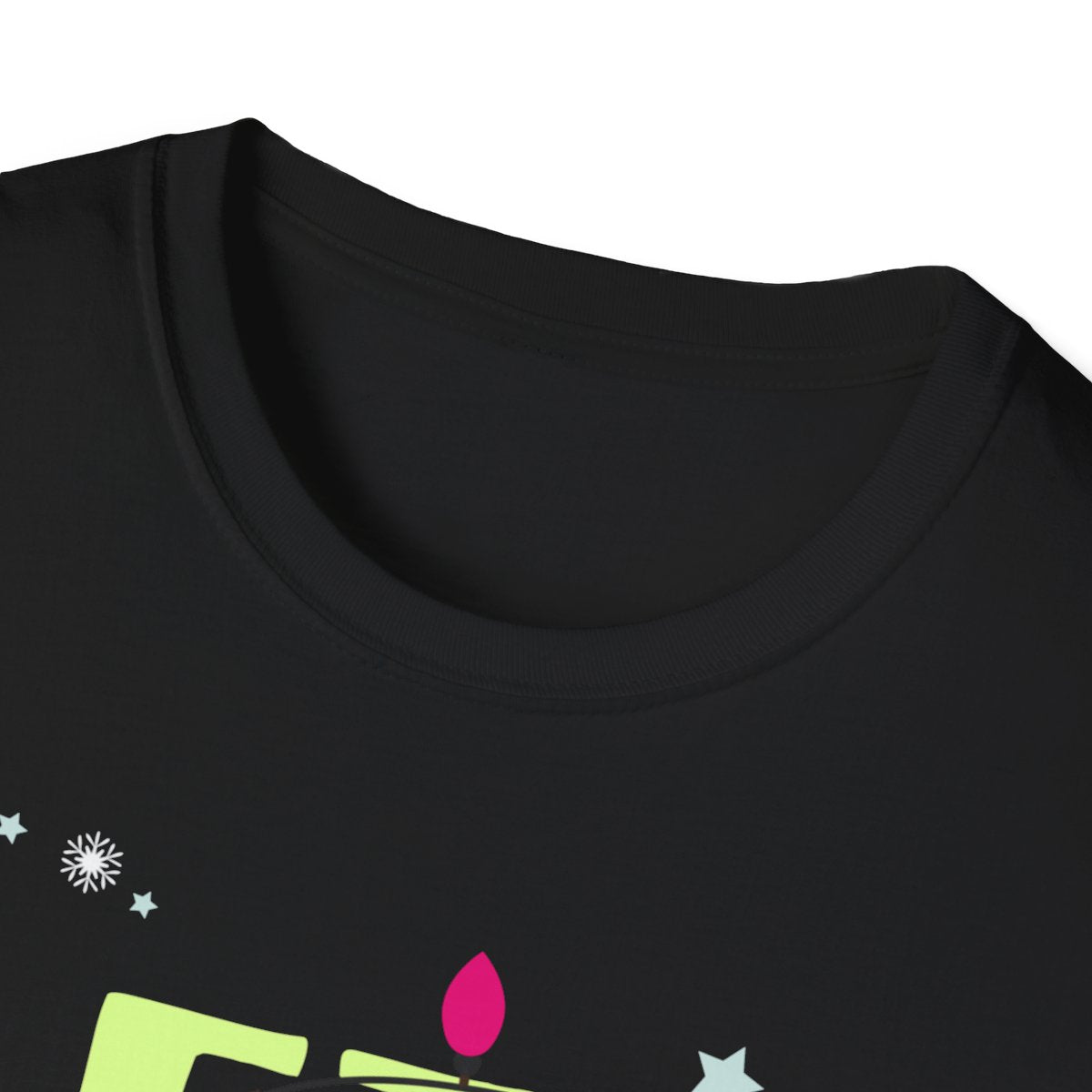 white t-shirt with bold let's get lit holiday party print
