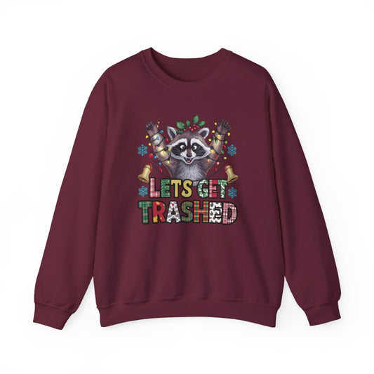 Let’s Get Trashed Raccoon Christmas Sweatshirt - funny sweatshirt by Cheeky Business