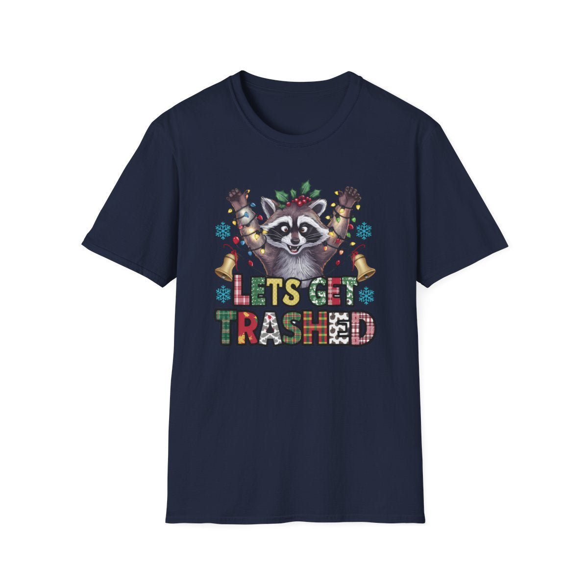 Let's Get Trashed Raccoon Christmas T-Shirt - funny t-shirt by Cheeky Business