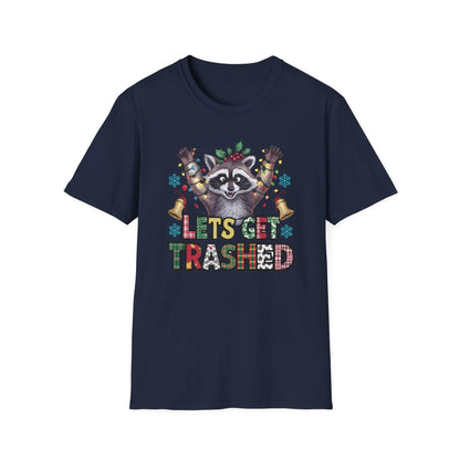 Let's Get Trashed Raccoon Christmas T-Shirt - funny t-shirt by Cheeky Business