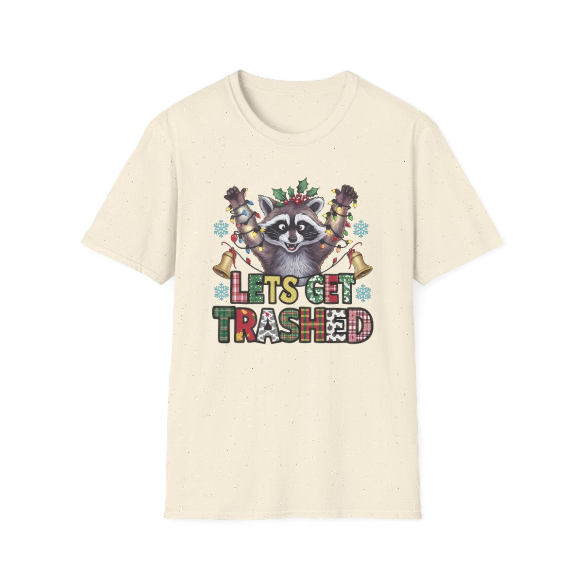 Let's Get Trashed Raccoon Christmas T-Shirt - funny t-shirt by Cheeky Business