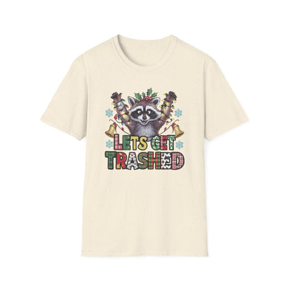 Let's Get Trashed Raccoon Christmas T-Shirt - funny t-shirt by Cheeky Business