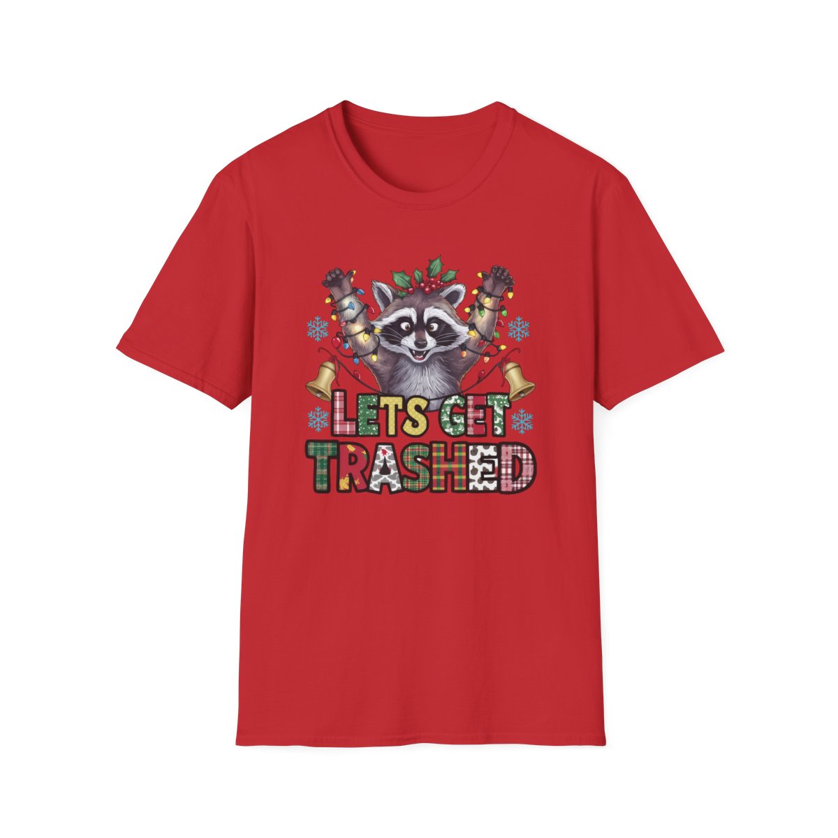 Let's Get Trashed Raccoon Christmas T-Shirt - funny t-shirt by Cheeky Business