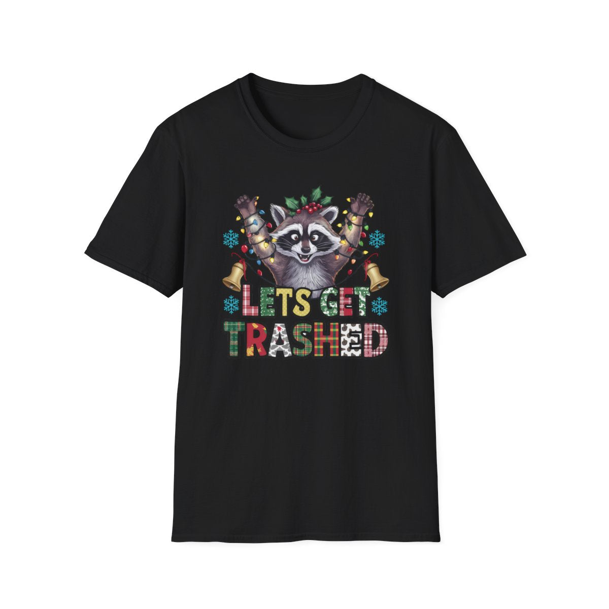 Let's Get Trashed Raccoon Christmas T-Shirt - funny t-shirt by Cheeky Business
