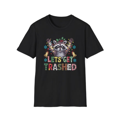 Let's Get Trashed Raccoon Christmas T-Shirt - funny t-shirt by Cheeky Business