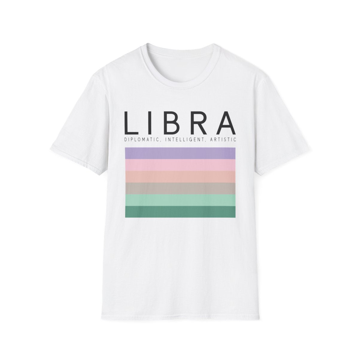 light blue t-shirt with libra zodiac graphic design