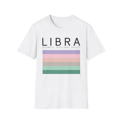 light blue t-shirt with libra zodiac graphic design