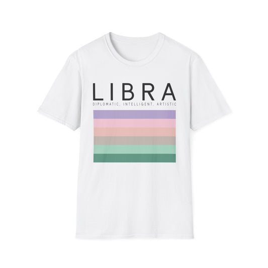 light blue t-shirt with libra zodiac graphic design